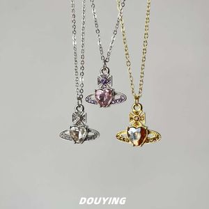 Viviennelies Fashion Luxury Classic funkelnder Diamant Love Saturn Designer-Halskette trendiger Designer-Juwelier Westwood für Damen Hochwertige Weihnachtsgeschenke
