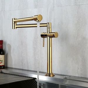 Kitchen Faucets Sink & Cold Solid Brass Mixer Taps Dual Handle Deck Mounted Rotating Foldable Gold/Chrome/Nickel/Antique