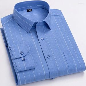 Men's Casual Shirts Spring And Summer 2024 Printed Long Sleeve Shirt Breathable Business Stripes Non-iron Fashion Check
