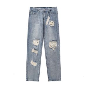 En samling av 2022 Autumn and Winter New Fog dubbel tråd reflekterande broderade långa byxor med avsmalnande ben för avslappnade jeans