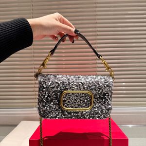 Lüks Pullu Akşam Çanta Gümüş Omuz Crossbody Bag Tasarımcı Çantalar Kadınlar İçin Lüksler Çanta Moda Zinciri Düğün Çantaları