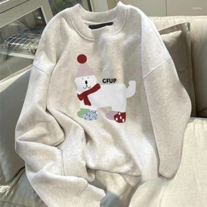 Kadın Hoodies Ebaihui Kore Noel Sweatshirt Sevimli Köpek Baskı Bayanlar Gündelik Top Sonbahar Yuvarlak Boyun Çok yönlü uzun kollu kazak