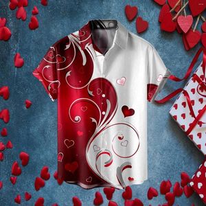 Men's Casual Shirts Valentine's Day Printed Holiday Short Long Sleeved Mens Tee Men Small Ling Shirt