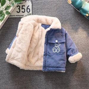 2023 Autumn and Winter Children's Thick Plush Jackets Bomull vadderade kläder Baby värme Coral Plush Jackets Children's Thick Clothes 240118