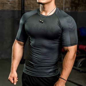Мужская спортивная компрессионная рубашка, обтягивающая толстовка для спортзала, топ для бега, футболка для фитнеса, одежда для бодибилдинга, рашгард для бега, Dry Fit 240117