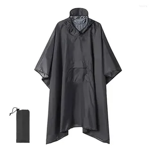 Capas de chuva impermeável bolso poliéster taff tenda acampamento portátil casaco 1 esteira capa de chuva poncho em capa de caminhada com capuz 3