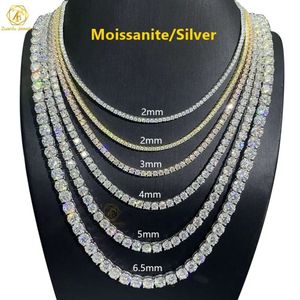 10K/14K/ Gold Plated Chain Sier 3Mm 4Mm 5Mm Necklace Hip Hop Jewelry Necklaces Def Vvs Moissanite Tennis