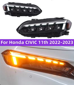 ホンダシビック11th 20 22-2024 LEDオートヘッドランプアセンブリアップグレードRS5スタイルヘッドライトDRL信号ランプのフロントライト