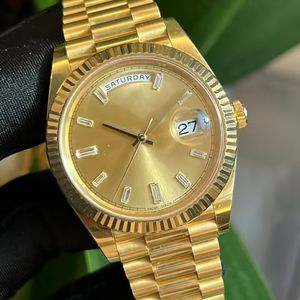 Relógio masculino 40mm 18k ouro 2813 movimento automático pulseira masculina relógios à prova d'água 228238 diamante embutido escala de tempo relógios de pulso