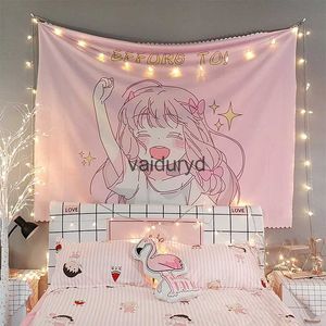Arazzi Kawaii Home Decor Appeso a parete Arazzo Anime Pink Girl Camera da letto Sfondo Cute Fashion Ladyvaiduryd