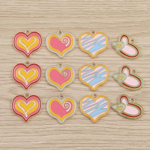 Charms 10pcs 20x20mm Cute Enamel Love Heart Pendants For Jewelry Making Women Fashion Drop Earrings Necklace DIY Crafts Supplies