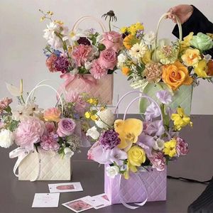 Caixa de embalagem de flores portátil decoração de casamento saco de presente bolsa dia dos namorados festa de aniversário decoração diy buquê embalagem 240118