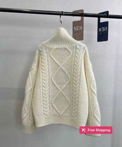 Projektantka Sweters Sweatters Sijia High Collar Kolekcja Kolekcja SS SS Autumnwinter Nowy materiał wełniany Prosty i wszechstronny moda z długim rękawem koszulka XJ6U