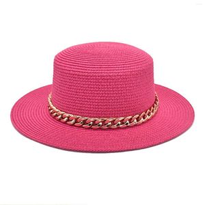 Ball Caps Adults Unisex Retro Western Cowboy Riding Hat Leather Chain Wide Cap Straw Bracket Ladies