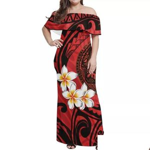 Sukienki plus size Hycool S-7xl Samoan Czerwona sukienka ciasna Off Shoder Tribal Print Party Hawaii Bodycon Maxi Dorad Dostawa Dhhjh