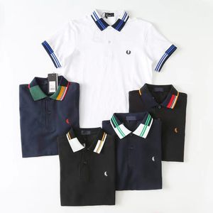 Sommer-Herren-Polohemd mit kurzen Ärmeln, Fred Perry-Stickerei, Polo-T-Shirt, lässiges Revers-Polo, modische T-Shirts, atmungsaktiv, kurzärmeliges Revers, lässig