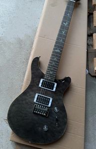 Yüksek kaliteli Paul Reed Quilt Maple özel 24 FRETS gri elektro gitar maun gövdesi gül ağacı klavye