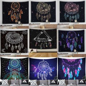 Tapestries Bohemian Dream Catcher Tapestry Psychedelic Feathers Occult Decor Bedroom Hippie Wall Carpet Beach Towel Decoration For Homevaiduryd
