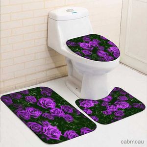 Tende da doccia Fiori di rosa Tenda da doccia Poliestere impermeabile Lavabile Tappetino antiscivolo Tappeti Tappeto Toileteat Copertura Bagno Decor