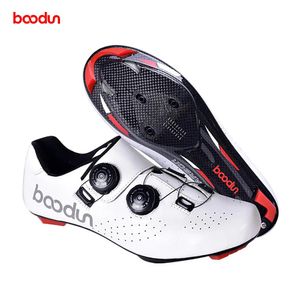 Calçados Boodun Fibra de Carbono Road Ciclismo Sapatos Couro Genuíno Respirável Unisex Road Bike Shoes Mtb Rotate Bicycle Racing Shoe