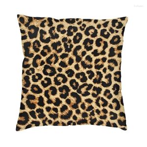 Kudde leopard päl läder textur kast hem dekor lyx tropisk vild djur dekoration levande fyrkantiga kuddar