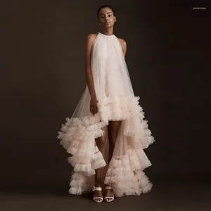 Abiti casual Modesto alto basso lungo tulle donna a strati fondo increspato taglia libera maxi abiti neri abito femminile estivo