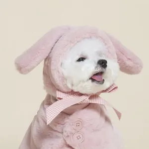 Vestuário para cães ins bonito urso orelhas pet cabeça capa outono e inverno pelúcia quente chapéu macio gato filhote de cachorro decorações acessórios
