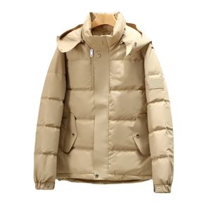 Piumino corto da uomo stile britannico ricamato cappotto stilista Parka colore puro cappuccio addensare giacche invernali in oca uomo donna con scritta riflettente sull'orlo