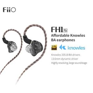 Hörlurar FIIO FH1S Knowles -enheter hifi i öron subwoofe avtagbar kabelspolarjärnhybriddrivrutiner hörlurar 3,5 mm plug 0,78 mm 2pin