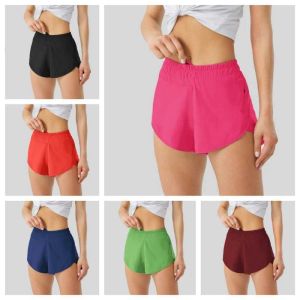 Lu Summer Track That 2,5 polegadas Hotty Hot Shorts Solto Respirável Secagem Rápida Calças Esportivas Femininas Yoga Saia Versátil Casual Bolso Lateral Gy 91