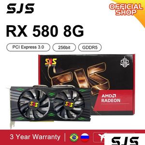 グラフィックカードSJSビデオカードRX 580 8G 256BIT 2048SP GDDR5 GPU GAMER RX580 RADEON 8GB MINING GAMING PLACA 240113ドロップ配信コンピューターDHQD7