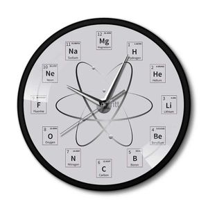 Desk Table Clocks Chemical Element Wall Art Clock Watch Periodic Table of Elements Chemistry Science Biology Teachers Gift Metal Frame Duvar Saati YQ240118