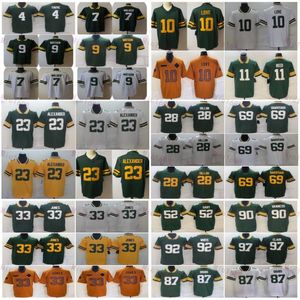 Aaron Jones 33 Love 10 Football Jersey Jayden Reed 11 Watson 9 Dillon 28 David Bakhtiari 69 Quay Walker 7 Lukas Van Ness 90 Rashan Gary 52 Green White Yellow Fuse