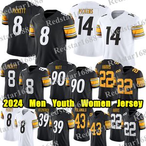 ＃22 Najee Harris Football Jersey＃8 Kenny Pickett Minkah Fitzpatrick T.J.ワットミッチェルトルビスキーパットフライエルミュスピケンズベンロスリスバーガートロイポラマルジャージー