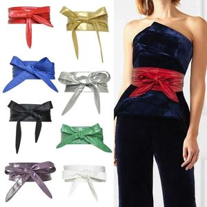 Cinture Moda Lusso Semplice Avvolgente Slim Fit Abito da donna Cummerbands Ampia fascia in vita Bowknot Cintura in pelle Corsetto in vita