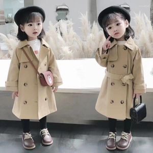 Coat Girls 'Spring and Autumn Trench Children Double-Breasted Casual Top Mid-Length Fashionable Children's