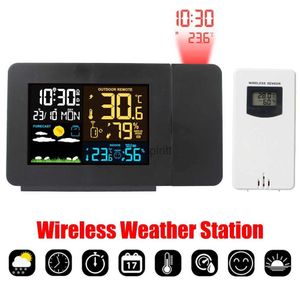 Desk Table Clocks With Time Projection LED Table Clock Indoor Outdoor Humidity Digital Alarm Weather Station Temperature EU Snooze YQ240118