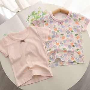 Sommar japanska barnkläder halvärmad topp, ren bomull A-klass tjej baby kortärmad t-shirt för hem och utomhusslitage
