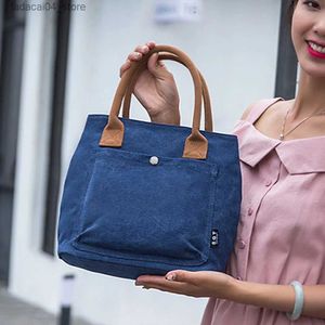 Shoppingväskor casual canvas kvinnors handväskor liten tote koreansk stil canvas väskor för kvinnor 2022 shoppare purses koppling tyg designer väskor nya Q240118