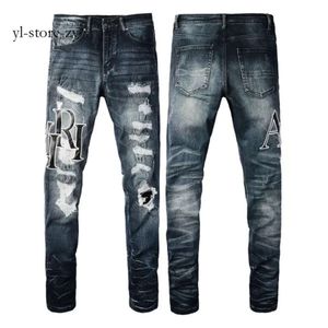 Am iri jeans designer hål för mens mager motorcykel am iri trendig rippat lapptäckhål året runt