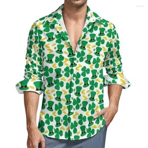 Men's Casual Shirts Shamrock Print Shirt St. Patrick's Day Irish Long Sleeve Street Wear