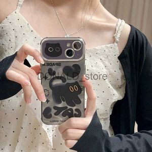 Mobiltelefonfodral för iPhone 15 Promax Case Luxury Cute Black Love Cat Phone Case för iPhone 14 13 12 11 Pro Max Sock Product Cover J240118