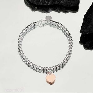 Vfjw Braccialetti con ciondoli 4mm Perline Cuore d'amore per le donne Ragazze Adorabile carino S925 Argento con perline Bling Diamond Designer Bracciale di lusso Gioielli