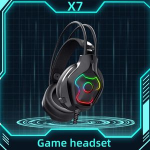 Headphone/Headset RBG Colorful Bass Stereo Headphone Gaming Earphones 7.1 Listening Positioning Game With Mic Wired Headset For Computer Laptop PC