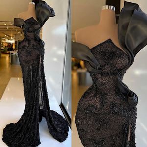 Exquisite Evening Dresses Crystal Side Split Mermaid Prom Gowns One Shoulder Sleeveless Formal Party Dresses Custom Made