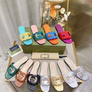 Slipper Luxus Designer G Slides Leder Damen Sandalen Sommer Flache Schuhe Mode Strand Frauen Hausschuhe Brief Drag 35-41