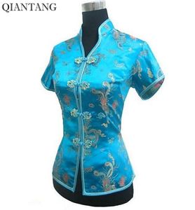 Nova Chegada Luz Azul Feminino Camisa Vneck Top Chinês Clássico Senhoras Blusa De Cetim Tamanho S M L Xl Xxl Xxxl Mujer Camisa Jy0444 Y191073374