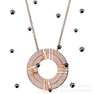 S925 Fashion Tiffanyitys Silver Necklace T i par med väsentlig trend Micro Inlaid Circle T Necklace Pendant