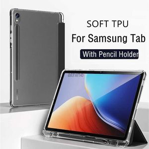 タブレットPCケースバッグSamsung Galaxy S6 Lite Case S7 FE S8 Plus S9 A9 SM P610 P615 T870 X706 T735ケースペンスロットソフトクリアバックカバーYQ240118