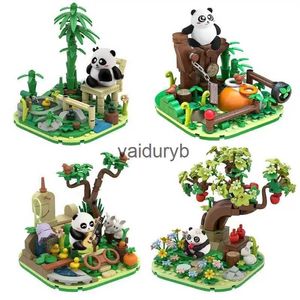 Blöcke Niedliche Panda-Bausteine, Zoo-Landschaft, Montagemodell, Ziegelsteine, kreative Desktop-Dekoration, Kinder-Weihnachts-DIY-Spielzeug, Geschenkevaiduryb